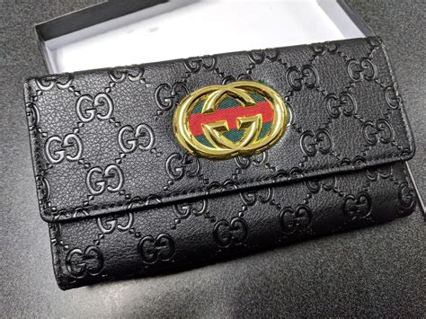 authentic leather gucci wallet|Gucci leather wallet women.